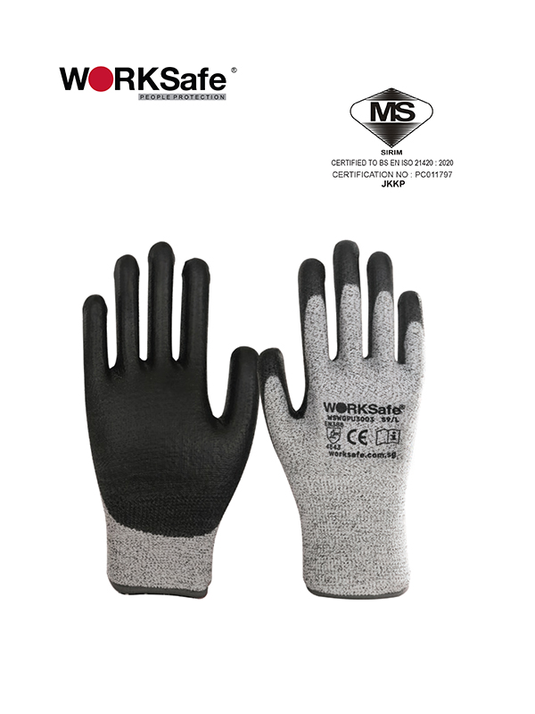 WORKSAFE PU3003 CUT 5 SAFETY GLOVES CUTRESISTANT GLOVES
